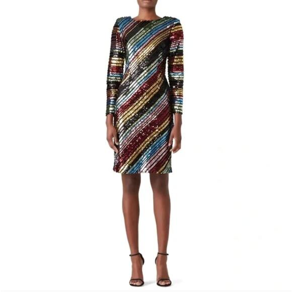 ACOOLIQUE Sequin Payton Dress Rainbow Stripe {JJ27} - Picture 3 of 9